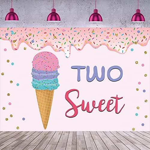 Két Édes Ice Cream 2. Szülinapot Hátteret, fagylalt Téma Szülinapi Háttérben Két Kedves Szülinapi Party