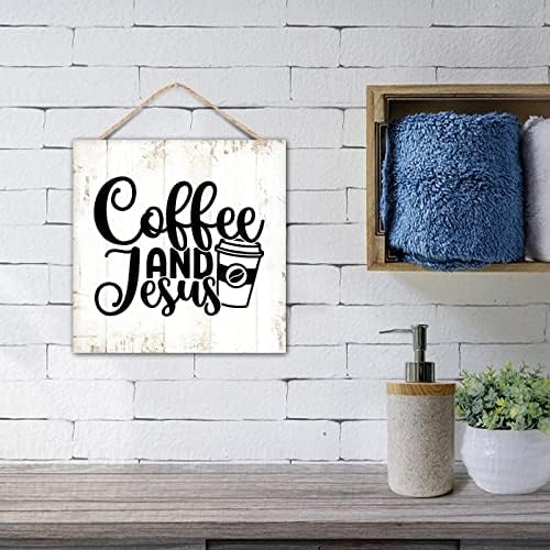 Rusztikus Fa Alá Motivációs Idézet Kávé, Mondván, Kávét, Jézus Bibliai Vers Fából készült Falra Művészet