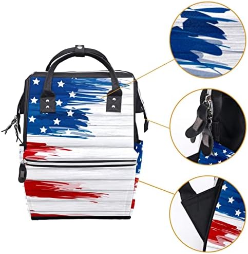 GUEROTKR Utazási Hátizsák, Pelenka táska, Hátizsák Táskában, Fa Deszka Amerikai Zászló Doodle minta
