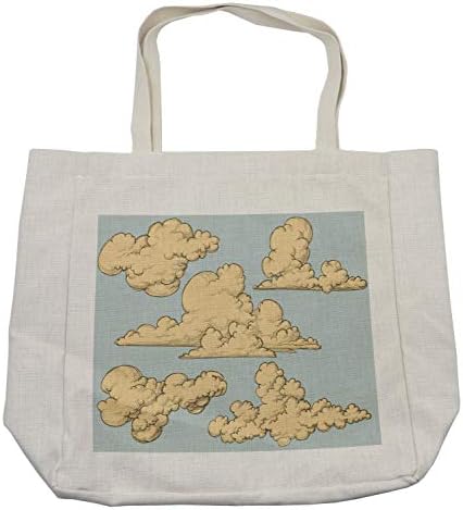 Ambesonne Vintage Bevásárló Táska, Bolyhos Alakult Régimódi Felhők, a Levegő Funky Színes Sky Elem Illusztráció,