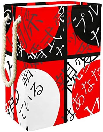 Japán Betűket Minta, Piros, Fekete, Fehér, Nagy Szennyes Kosarat Piszkos Ruhával Tároló Táska Akadályozza