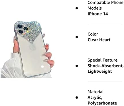 Tiszta, Csillogó Esetben Kompatibilis az iPhone 14 Pro Max, 3D-s Szív Design Telefon Fedél Lányos Bling