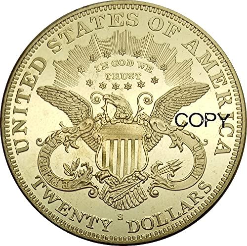Egyesült Államok 20 Dollár Szabadság Fej - Dupla Sas a Mottója Húsz Dollárt 1882 1882 CC 1882 S Brass