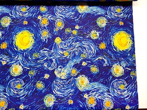 Van Gogh Csillagos Éj Szövet - Festmény, Art Print Párna Bútor-Kanapé Kárpit Szövet által Az Udvaron,