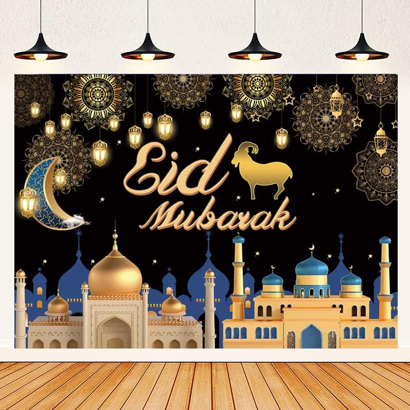 Eid Mubarak Hátteret Fekete-Arany Ramadan Mubarak Fotózás Háttér 8x6FT Arab-Iszlám Muzulmán Ramadan Fesztivál