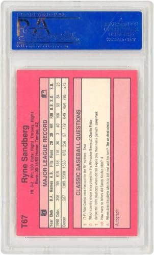 Ryne Sandberg Chicago Cubs Dedikált 1991 Klasszikus Sorozat 2T67 PSA Hitelesített Eredeti Trading Card