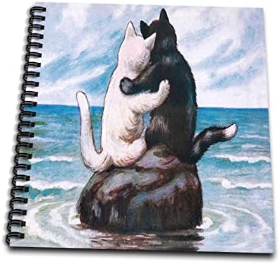 3dRose Kép Egy Fekete meg Egy Fehér Macska Ölelés, Egy Szikla A Tenger - Rajz Könyvek (db-372030-2)